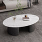 15"H Glam Coffee Table Slate Oval Single Coffee Cocktail Table