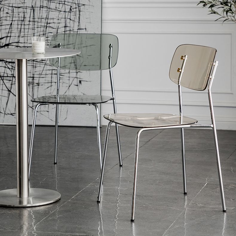 Glam Style Plastic Dining Armless Chairs Stacking Open Back Dining Chair Clearhalo ' kitchen&dining_furn' 'Dining Chairs' 'Dining Tables & Seating' 'dining_chair' 'furn' 'furn_dining_chair' 'Furniture' 'furniture_dining_chair' 'Kitchen & Dining Furniture' 'kitchen' 1200x1200_99c892e9-1b27-47b1-acc2-478e15d339de