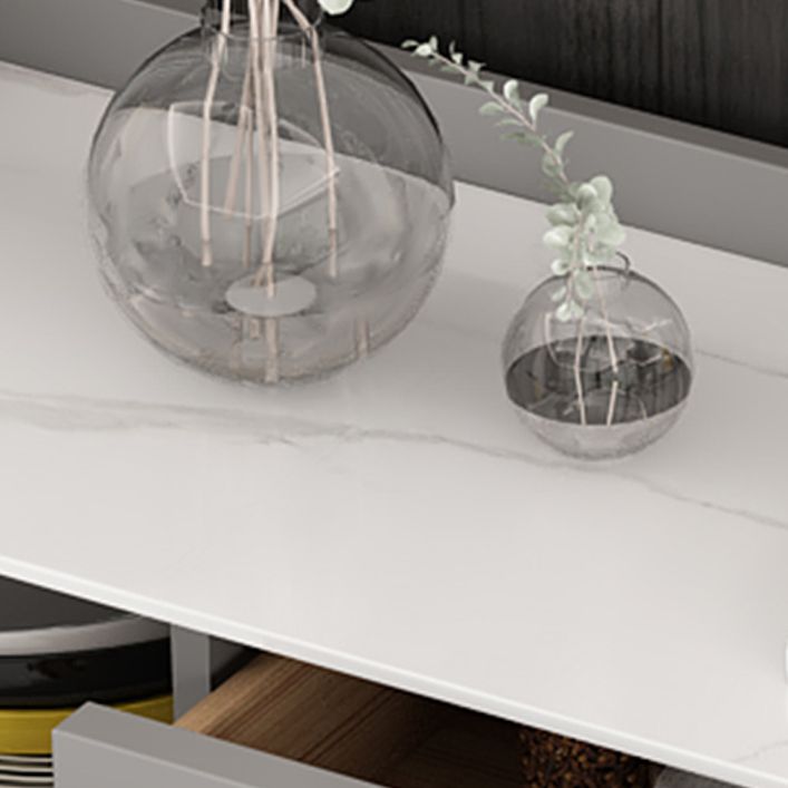 Modern Gray Sideboard Table with Drawers Wood and Stone Buffet Server Clearhalo 'buffet_sideboard' 'Buffets & Sideboards' 'furn' 'furn_buffet_sideboard' 'Furniture' 'Kitchen & Dining Furniture' 1200x1200_99c9225a-dce9-4b87-973b-c13e7c09dc80