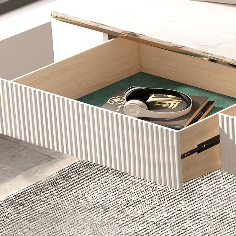 Escritorio de oficina de metal rectangular escritorio de piedra estilo glam con 3 cajones