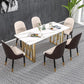 Glam Style Stone Top Double Pedestal Table Home Rectangle Dining Table Clearhalo 'Dining Tables & Seating' 'Dining Tables' 'dining_table' 'furn' 'furn_dining_table' 'Furniture' 'furniture_dining_table' 'Kitchen & Dining Furniture' 'kitchen' 'kitchen_dining_table' 1200x1200_99c9c81f-e369-414f-8516-5d6f4abbc295