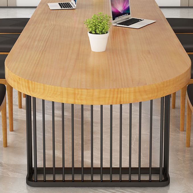 Natural Oval Solid Wood Desk Industrial Writing Desk with Black Steel Table Leg Clearhalo 'furn' 'furn_office_desk' 'Furniture' 'Office Desks' 'Office Furniture' 'office_desk' 1200x1200_99cc71bd-6139-4377-8323-31c4019ce9cf