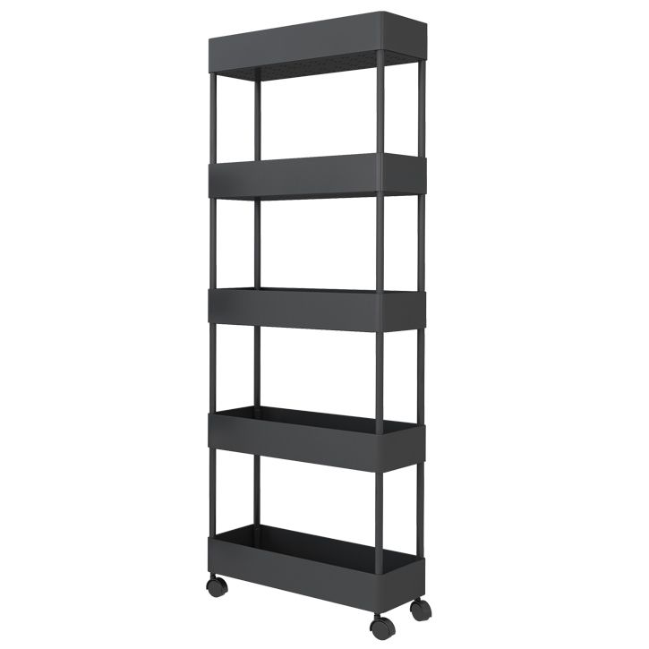 Modern Style Bookshelf Open Back Vertical Bookcase with Caster Wheels Clearhalo 'Bookcases' 'furn' 'furn_bookcases' 'Furniture' 'Office Furniture' 1200x1200_99cec18d-48ba-44a5-b9df-6e82a2597367