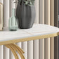 Tavolo da console in marmo alto 31,5 pollici glam di accento ovale con scaffale