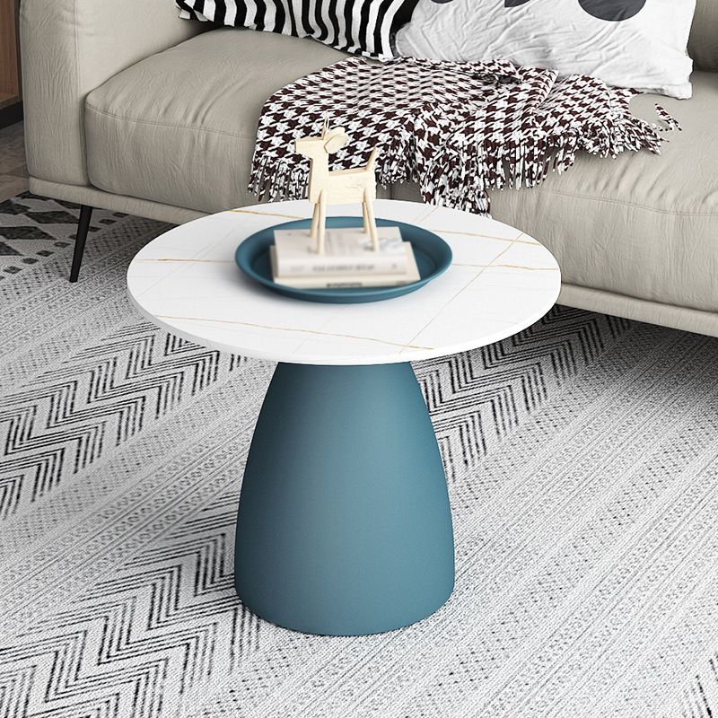 Taglie moderna in stile bianco/nero in tela top metallica tavolino rotondo