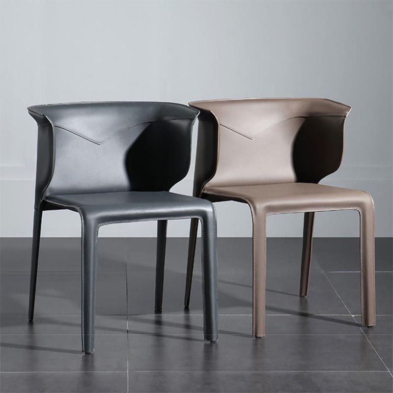 Metal Contemporary Indoor Chair with Leather Legs Matte Finish Side Chair for Dining Room Clearhalo 'Dining Chairs' 'Dining Tables & Seating' 'dining_chair' 'furn' 'furn_dining_chair' 'Furniture' 'furniture_dining_chair' 'Kitchen & Dining Furniture' 1200x1200_99d06b8c-c20b-4585-8730-770ad85308b6