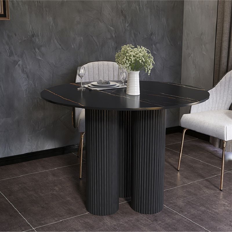 Contemporary Sintered Stone Dining Table Round Dinner Room Table with Pedestal Base Clearhalo 'Dining Tables & Seating' 'Dining Tables' 'dining_table' 'Furniture' 'furniture_dining_table' 'Kitchen & Dining Furniture' 'kitchen' 'kitchen_dining_table' 1200x1200_99d40cca-05a6-4d1b-a6e4-b05296f2a420