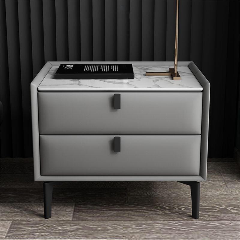 Solid Wood Bedside Table, Modern 2 - Drawer Stone Top Nightstand Clearhalo 'Bedroom Furniture' 'furn' 'furn_night_stand' 'Furniture' 'night_stand' 'Nightstands' 1200x1200_99d48582-8e37-41ce-ab78-f3ade01e53fb