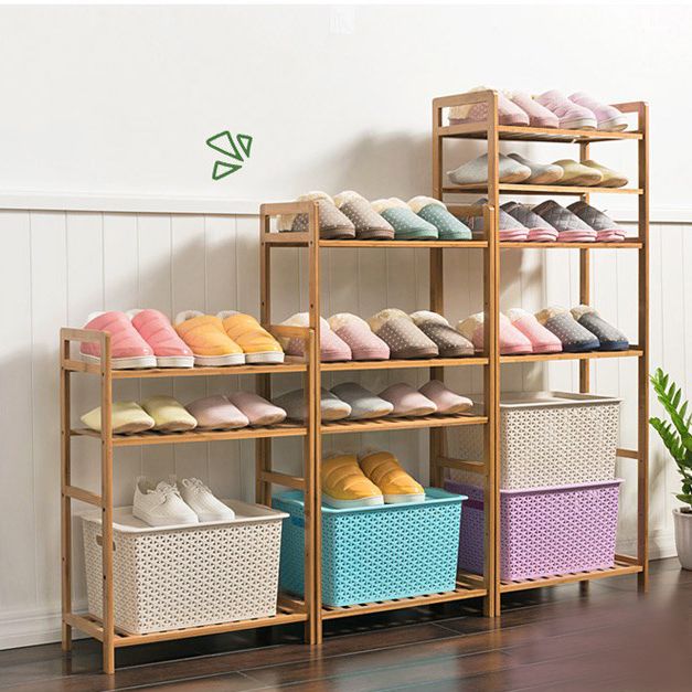 Modern Bamboo Vertical Book Shelf Brown Open Bookshelf for Study Room