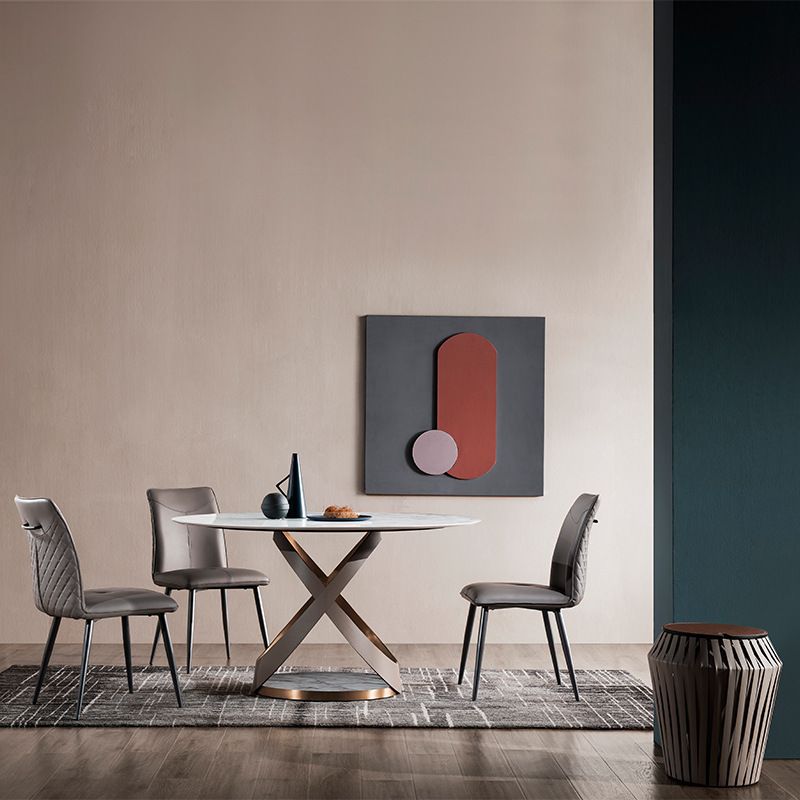 Glam Round Shape White Table Sintered Stone Standard Dining Table with Pedestal Base Clearhalo ' dining_table' 'Dining Tables & Seating' 'Dining Tables' 'furn' 'furn_dining_table' 'Furniture' 'furniture_dining_table' 'Kitchen & Dining Furniture' 'kitchen&dining_furn' 'kitchen' 'kitchen_dining_table' 1200x1200_99d8088b-aa31-42c4-a467-5c97fc3809a2