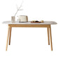 Table rectangulaire de style moderne en pierre frittée avec pieds en bois pour la maison