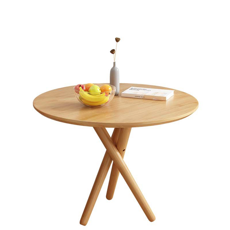 Mesa auxiliar de madera sólida 3 patas redonda de la sala de estar nórdica