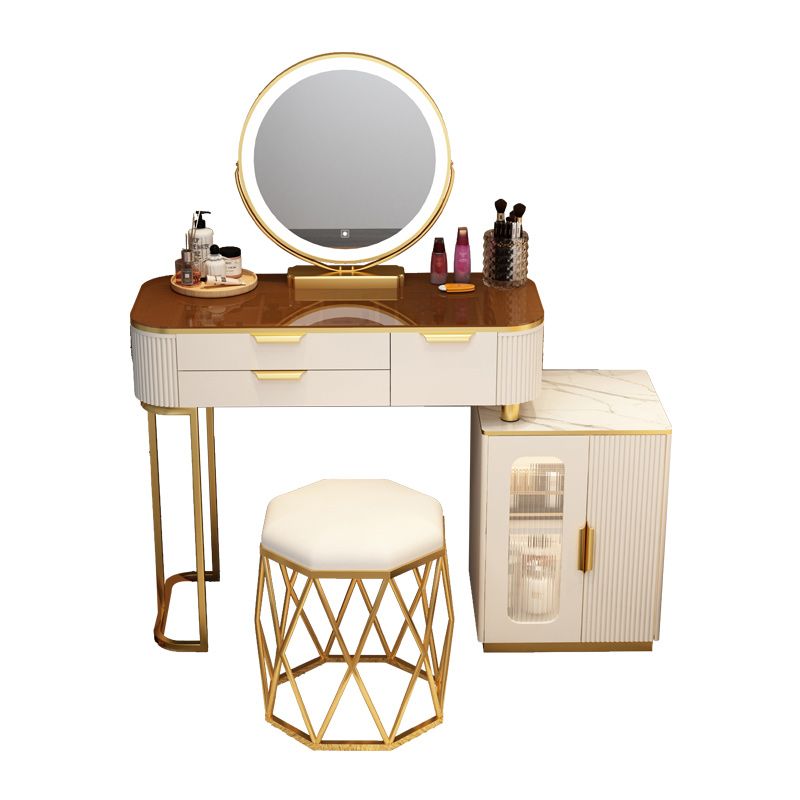 Lighted Mirror & 2/3 Drawers Vanity Table Set Glam Metal Dresser