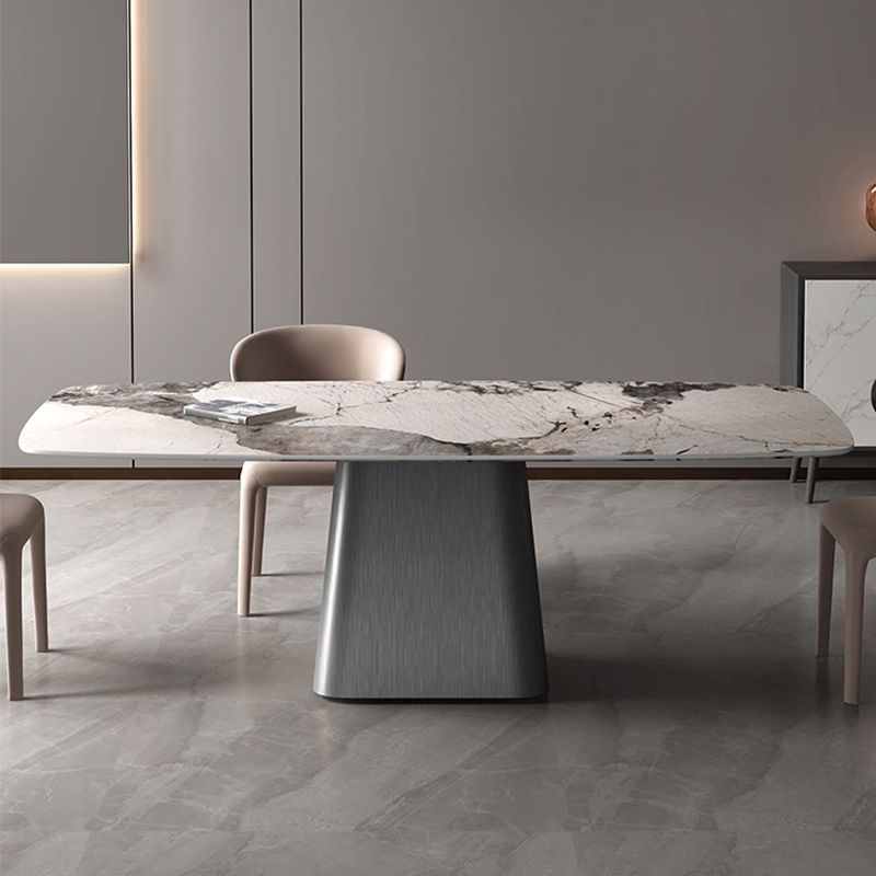 Rectangle Sintered Stone Dining Table Modern Table with Grey Metal Pedestal Clearhalo ' dining_table' 'Dining Tables & Seating' 'Dining Tables' 'furn' 'furn_dining_table' 'Furniture' 'furniture_dining_table' 'Kitchen & Dining Furniture' 'kitchen&dining_furn' 'kitchen' 'kitchen_dining_table' 1200x1200_99dba32d-26eb-4265-b0c8-84e044f93c6a