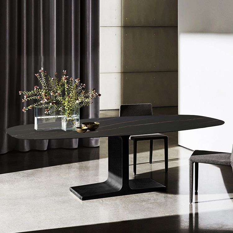 Industrial Sintered Stone Black Table Rectangle Standard Dining Table for Kitchen Clearhalo ' dining_table' 'Dining Tables & Seating' 'Dining Tables' 'furn' 'furn_dining_table' 'Furniture' 'furniture_dining_table' 'Kitchen & Dining Furniture' 'kitchen&dining_furn' 'kitchen' 'kitchen_dining_table' 1200x1200_99dd0e55-06d3-4486-ba05-d411cf5a76da