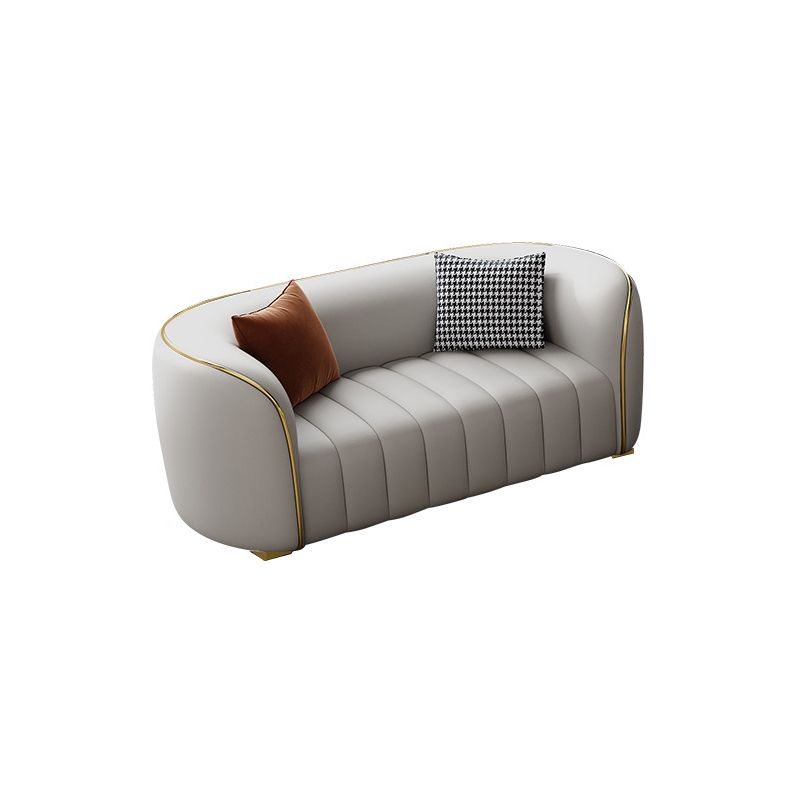 Echte lederen hellende armbank Moderne beige bank met kussens