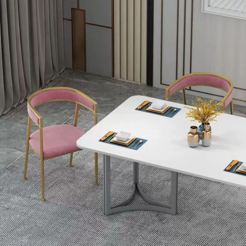 Glam Metal Arm Dining Chair Upholstered Dining Side Chair for Restaurant Use Clearhalo ' kitchen&dining_furn' 'Dining Chairs' 'Dining Tables & Seating' 'dining_chair' 'furn' 'furn_dining_chair' 'Furniture' 'furniture_dining_chair' 'Kitchen & Dining Furniture' 'kitchen' 1200x1200_99de6c3f-f020-4c9c-a0a1-a2d1307113bd