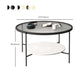 Modern Round Glass & Slate Coffee Cocktail Table with Storage Shelf
