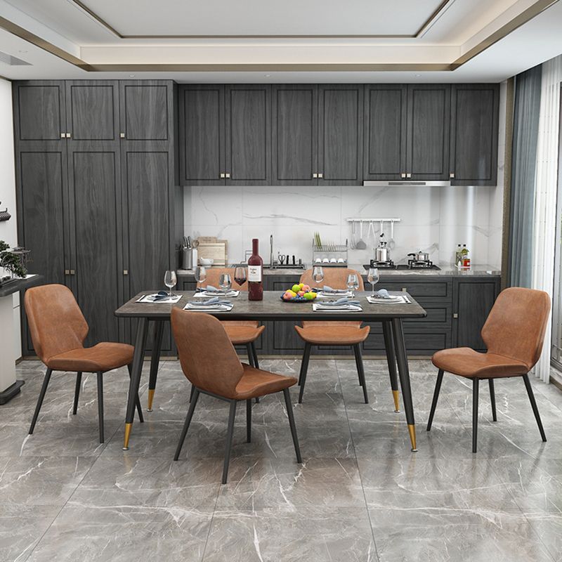 Metal Industrial Rectangle Table Sintered Stone Table for Kitchen and Dining Room Clearhalo ' dining_table' 'Dining Tables & Seating' 'Dining Tables' 'furn' 'furn_dining_table' 'Furniture' 'furniture_dining_table' 'Kitchen & Dining Furniture' 'kitchen&dining_furn' 'kitchen' 'kitchen_dining_table' 1200x1200_99e15beb-9861-4358-8419-be317d39a212