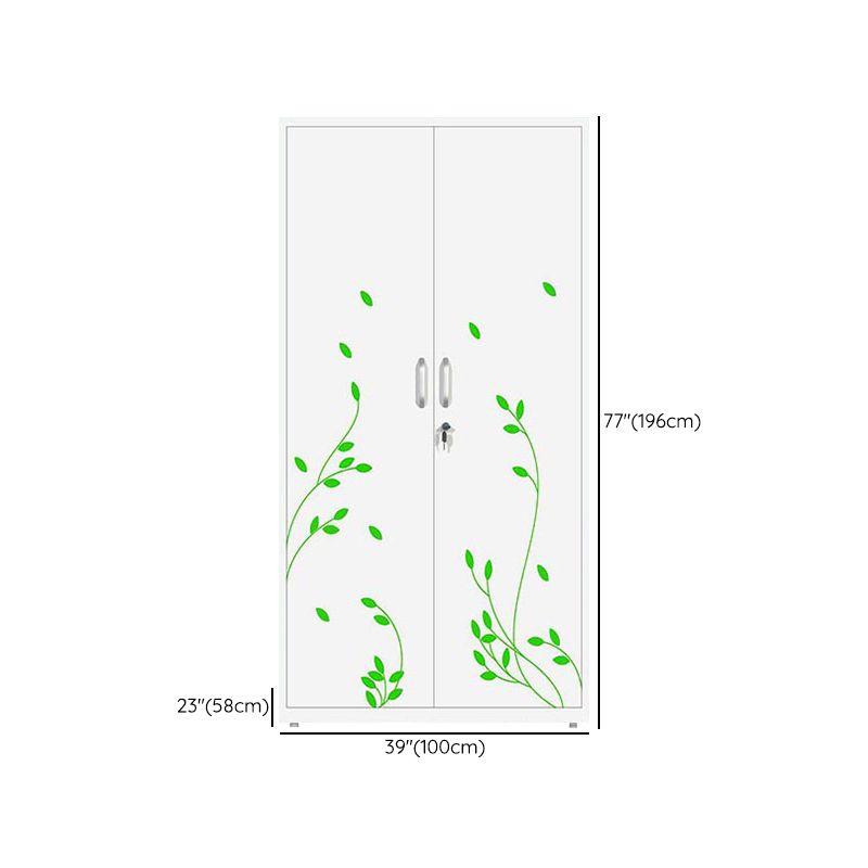 Modern Armoire Steel 2 Doors White Small Wardrobe Armoire with Lock Clearhalo 'Armoires & Wardrobes' 'armoires_wardrobes' 'Bedroom Furniture' 'furn' 'furn_armoires_wardrobes' 'Furniture' 1200x1200_99e1acda-7238-433f-bb34-76af11b7eb6a