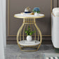 Modern Round Slate Top Side Table Steel Frame End Table with Shelf