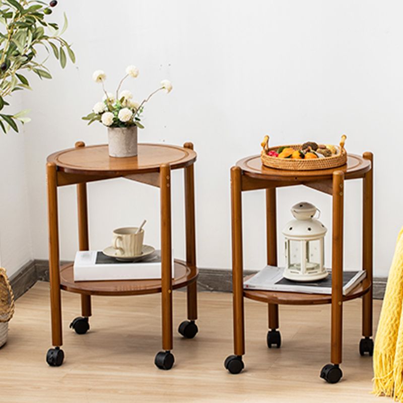 Modern Round Wood Side Table with 4 Legs and Storage for Living Room Clearhalo 'Coffee & Accent Tables' 'End & Side Tables' 'end_side_table' 'end_side_tables' 'furn' 'furn_end_side_tables' 'Furniture' 'furniture_end_side_table' 'Living Room Furniture' 1200x1200_99e37025-6f08-4063-8617-f76e17c2f80f