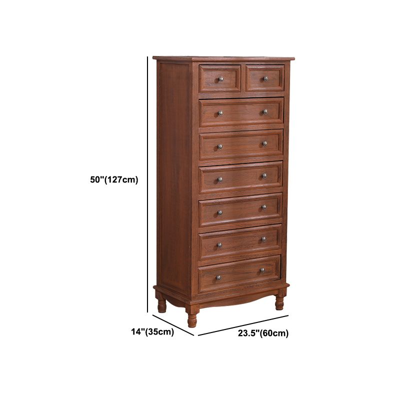 Mid-Century Modern Rectangle Brown Standard with Drawer Drop Handles Chest