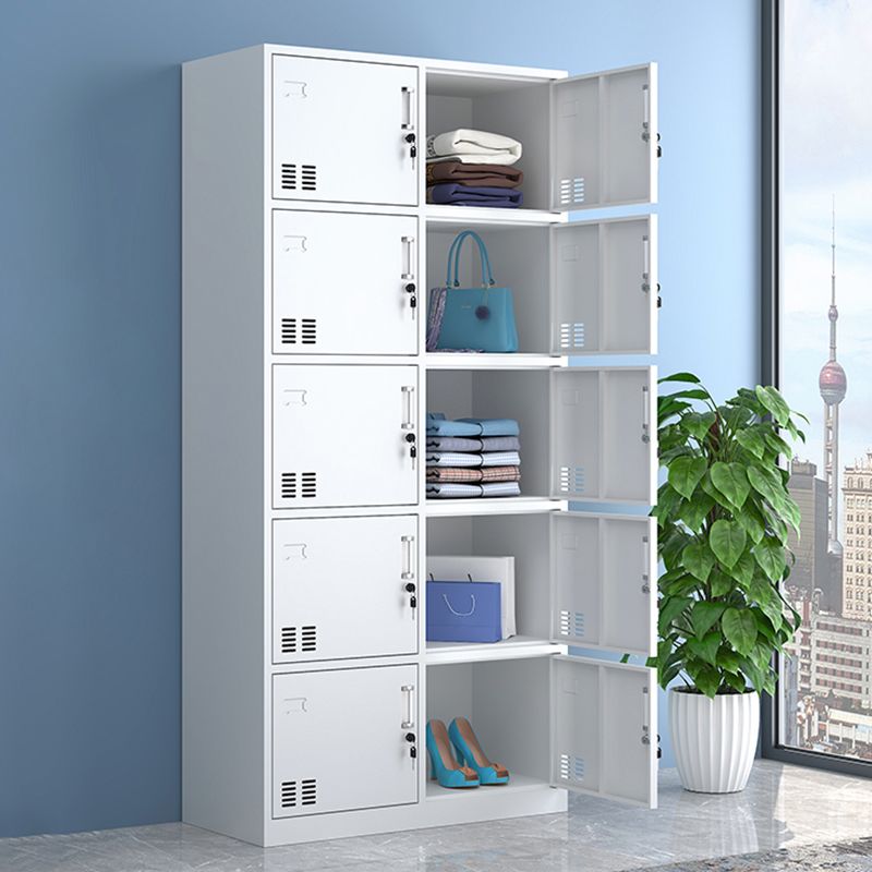 Moderne stijl garderobe witte kleur metalen garderobe kast met deuren