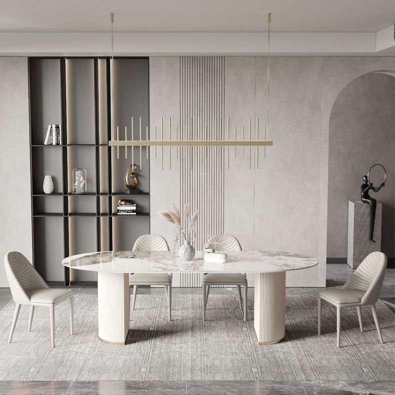 Metal Traditional Luxury Oval Dining Table Sintered Stone Table for Dining Room Clearhalo ' dining_table' 'Dining Tables & Seating' 'Dining Tables' 'furn' 'furn_dining_table' 'Furniture' 'furniture_dining_table' 'Kitchen & Dining Furniture' 'kitchen&dining_furn' 'kitchen' 'kitchen_dining_table' 1200x1200_99e5b30d-09fe-4bb0-bb02-71f0b77e3442