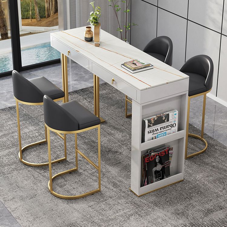Marble Bistro Bar Table with Rectangle Table Top Double Pedestal Table Clearhalo 'Bar Furniture' 'Bar Tables' 'bar_tables' 'furn' 'furn_bar_tables' 'Furniture' 'Kitchen & Dining Furniture' 1200x1200_99e86ce8-1a07-4de6-bb06-5bae05a96fb8