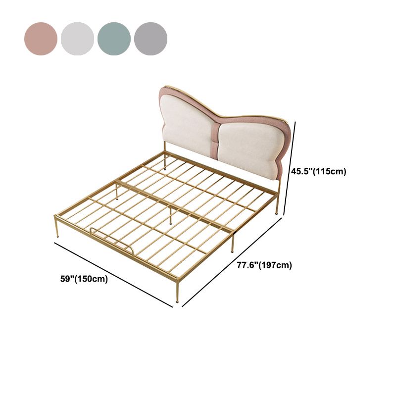 Low Profile Standard Bed Gold Metal Bed Frame with Upholstered Headboard Clearhalo 'Bedroom Furniture' 'Beds' 'furn' 'furn_beds' 'Furniture' 1200x1200_99e883f8-0125-437d-b1bc-f6691a279d21