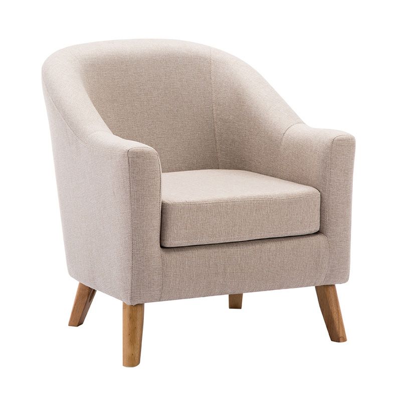26.77" L x 27.55" W x 32.67" H Linen Barrel Accent Chair Sloped Arms Barrel Chair Clearhalo 'Accent Chairs' 'accent_chairs' 'Chairs & Seating' 'furn' 'furn_accent_chairs' 'Furniture' 'furniture_accent_chairs' 'Living Room Furniture' 1200x1200_99eba08a-15e5-4716-a3de-3eee3037807e