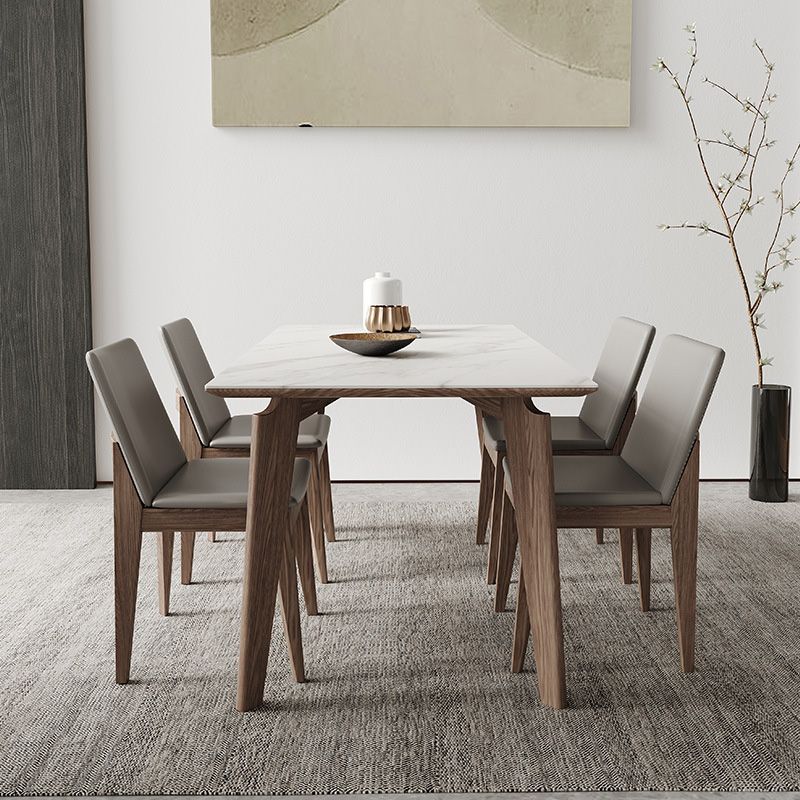 Industrial Style Dining Table Sintered Stone Table with Wooden Legs for Home Use Clearhalo 'Dining Tables & Seating' 'Dining Tables' 'dining_table' 'furn' 'furn_dining_table' 'Furniture' 'Kitchen & Dining Furniture' 1200x1200_99ecd763-0ead-419b-8f81-475cbbb31c7e