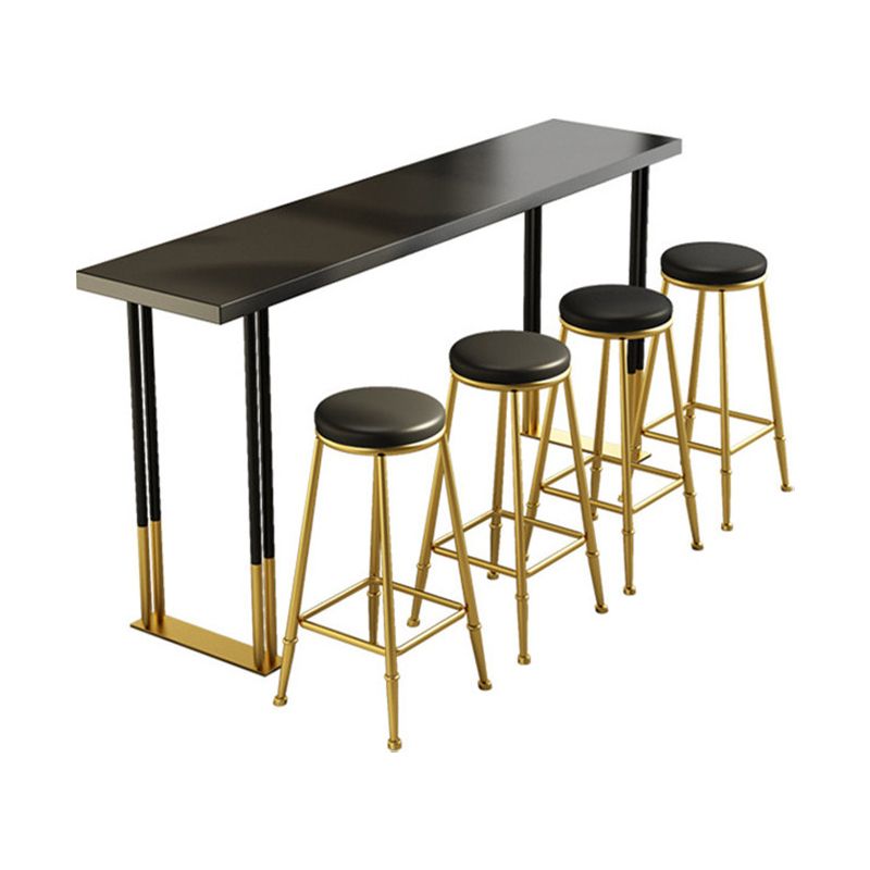 Nordic Style Bar Table Pine Top Pub Table with Black-gold Frame (only table) Clearhalo 'Bar Furniture' 'Bar Tables' 'bar_tables' 'furn' 'furn_bar_tables' 'Furniture' 'furniture_bar_tables' 'Kitchen & Dining Furniture' 'kitchen&dining_furn' 'kitchen' 1200x1200_99f01713-feb6-4009-ac05-bc86762accde