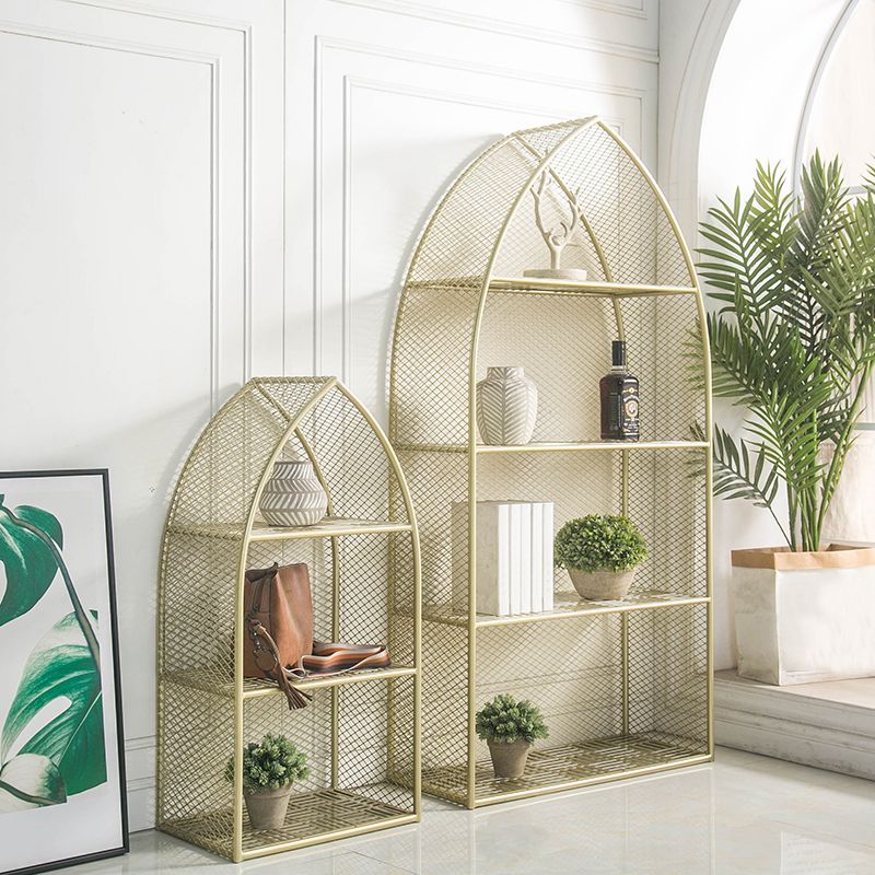 Glam Gold Bookshelf Standard Metal Bookcase with Shelves for Home Office