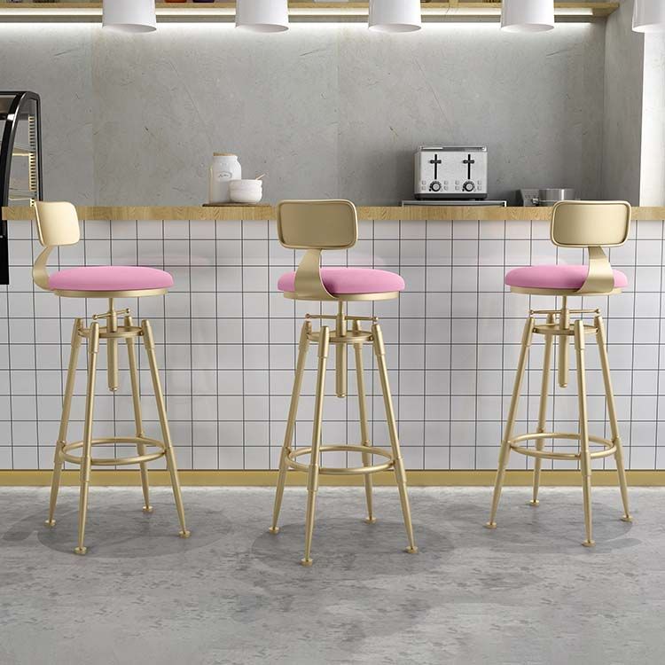 Upholstered Adjustable Height Bar Stool Industrial Iron Frame Stool Clearhalo 'Bar Furniture' 'Bar Stools' 'bar_stools' 'furn' 'furn_bar_stools' 'Furniture' 'Kitchen & Dining Furniture' 1200x1200_99f108fe-651b-4393-8d8b-85df01b09e99