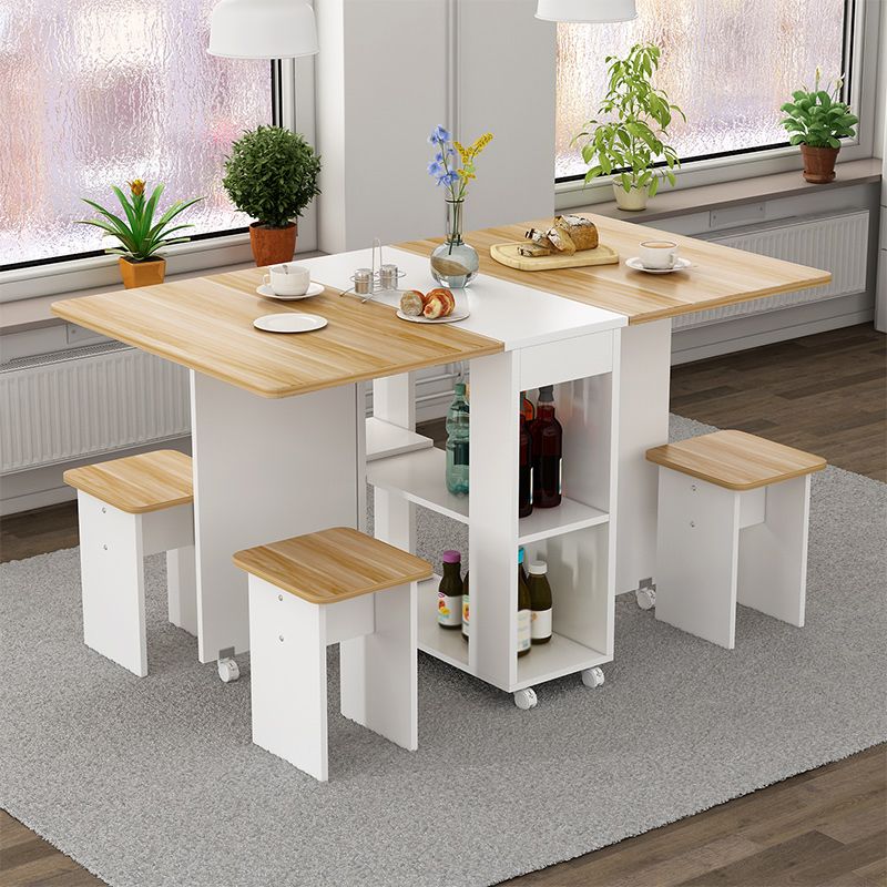 Mid-Century Modern Dining Table Rectangle Drop-Leaf Dining Table for Home Use Clearhalo ' dining_table' 'Dining Tables & Seating' 'Dining Tables' 'furn' 'furn_dining_table' 'Furniture' 'furniture_dining_table' 'Kitchen & Dining Furniture' 'kitchen&dining_furn' 'kitchen' 'kitchen_dining_table' 1200x1200_99f25b4c-97aa-4813-a3e5-5dbefd320f00