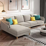 Modern Sectional Sofa with Pillow Back and Sloped Arms for 4 People
