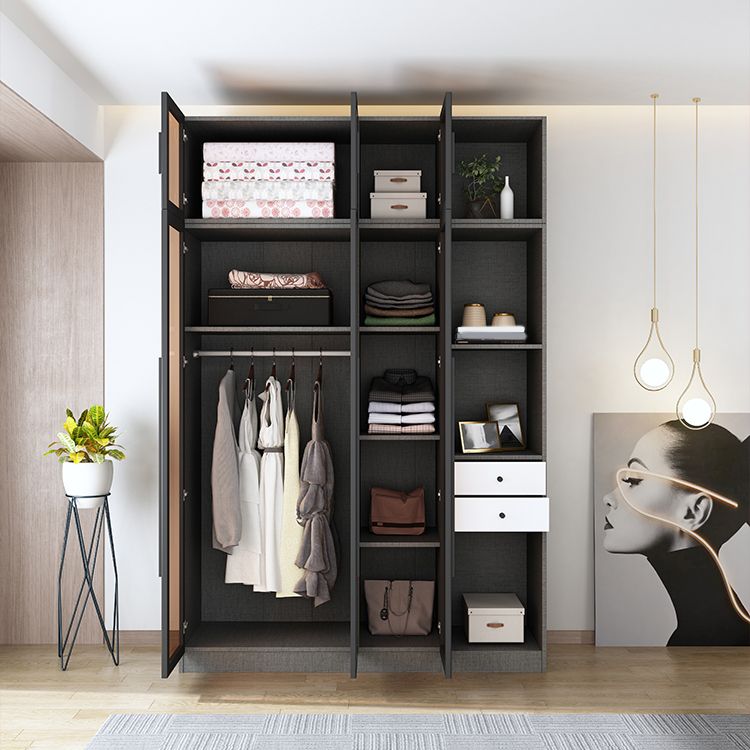 Armoire de garde-robe en verre et en bois placée de garde-robe contemporaine