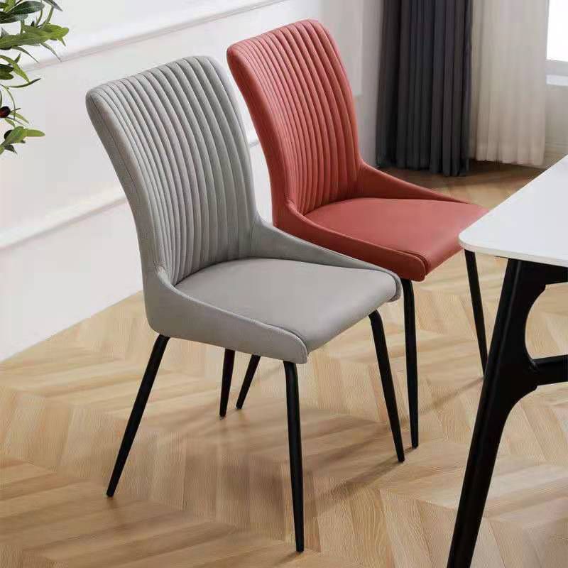 Leather Scandinavian Hotel Side Chair Parsons 18.5'' Wide Dining Chair with Black Legs Clearhalo ' kitchen&dining_furn' 'Dining Chairs' 'Dining Tables & Seating' 'dining_chair' 'furn' 'furn_dining_chair' 'Furniture' 'furniture_dining_chair' 'Kitchen & Dining Furniture' 'kitchen' 1200x1200_99f49c6c-65f1-4b10-b299-27c98811e636