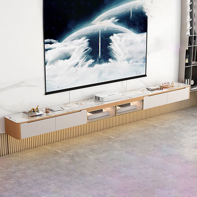 Glam Style Stone TV Stand Enclosed Storage Cable Management TV Console Clearhalo 'furn' 'furn_tv_stands_entertainment_centers' 'Furniture' 'Living Room Furniture' 'TV Stands & Entertainment Centers' 'TV Stands & Media Storage Furniture' 'tv_stands_entertainment_centers' 1200x1200_99f4c816-1f39-4a2c-ab70-298185394361