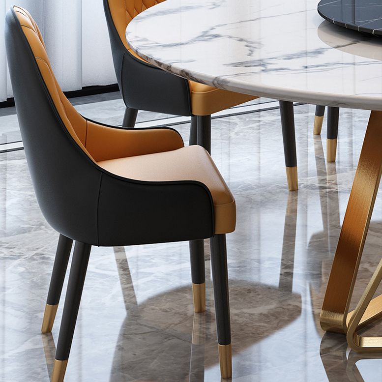 Glam White Marble Dining Table Standard Round Shape Dining Table for Kitchen Clearhalo ' dining_table' 'Dining Tables & Seating' 'Dining Tables' 'furn' 'furn_dining_table' 'Furniture' 'furniture_dining_table' 'Kitchen & Dining Furniture' 'kitchen&dining_furn' 'kitchen' 'kitchen_dining_table' 1200x1200_99f5ab71-5a49-4024-8e32-c8df19f622e3