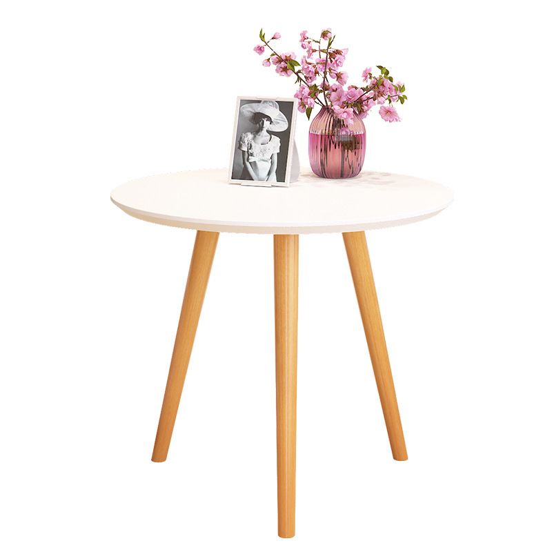 Scandinavian Round Wooden Top Side Table 19.68" Tall 3 Legs End Table