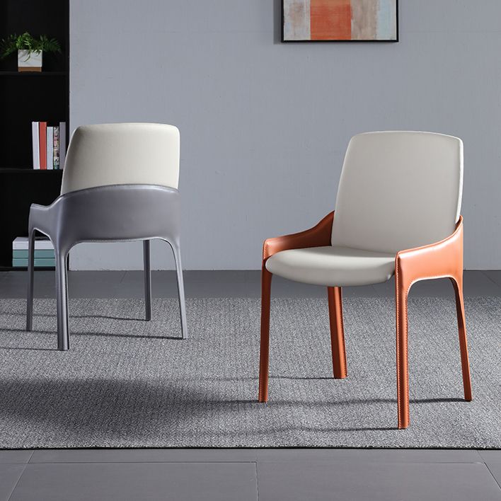Modern Style Faux Leather Arm Dining Chairs Metal Dining Chair for Home Use Clearhalo 'Dining Chairs' 'Dining Tables & Seating' 'dining_chair' 'furn' 'furn_dining_chair' 'Furniture' 'Kitchen & Dining Furniture' 1200x1200_99f81734-b326-45cf-98a6-277d43de49b1
