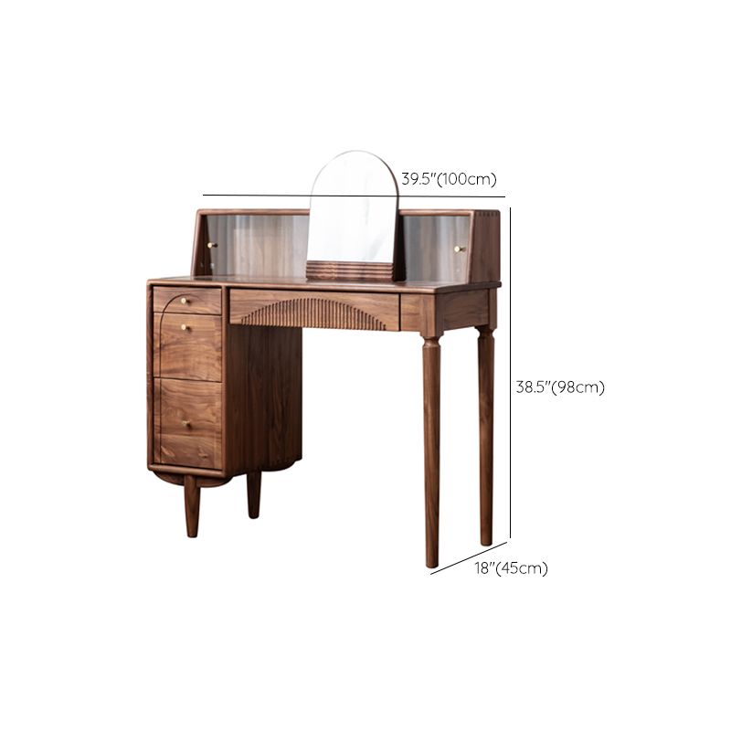 Scandinavian Vanity Makeup Table Set Wolnut Dressing Table Stool Set Clearhalo 'Bedroom Furniture' 'furn' 'furn_makeup_vanities' 'Furniture' 'Makeup Vanities' 'makeup_vanities' 1200x1200_99f8500f-55f7-42e1-ba87-e102ee569320
