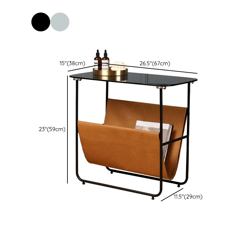 Rectangular Glass Top End Table Modern 23.22" Tall Storage Side Table Clearhalo 'Coffee & Accent Tables' 'End & Side Tables' 'end_side_tables' 'furn' 'furn_end_side_tables' 'Furniture' 'Living Room Furniture' 1200x1200_99f8abe7-453d-4136-b5ec-cac270263ff4