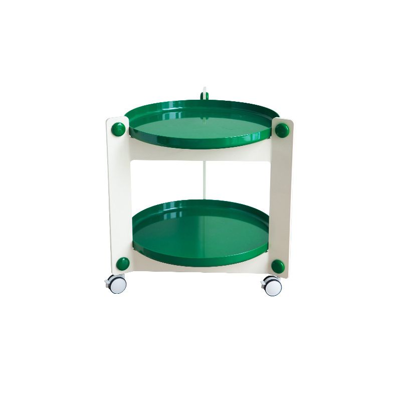 Contemporary Tray Top End Table Set Dia 25.6" 2 - Tier Side Table with Casters