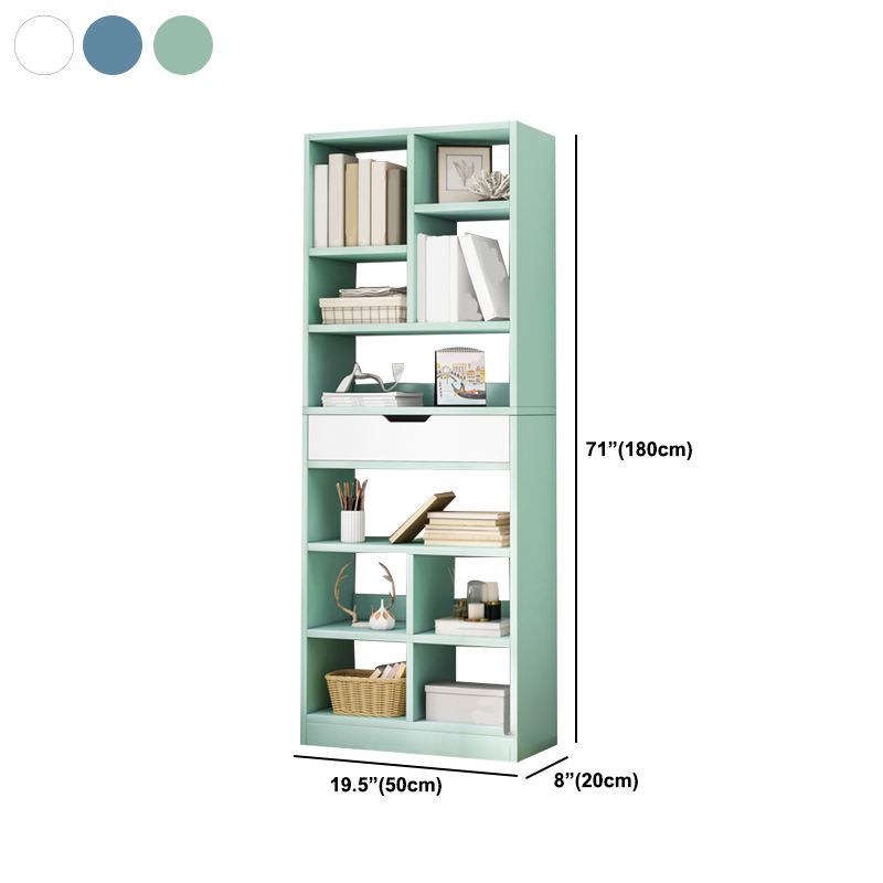 Modern Standard Open Bookshelf Engineered Wood Bookcase with Drawer Storage Clearhalo 'Bookcases' 'furn' 'furn_bookcases' 'Furniture' 'Office Furniture' 1200x1200_99fab0b7-7979-4655-9af4-e2503e5abba8