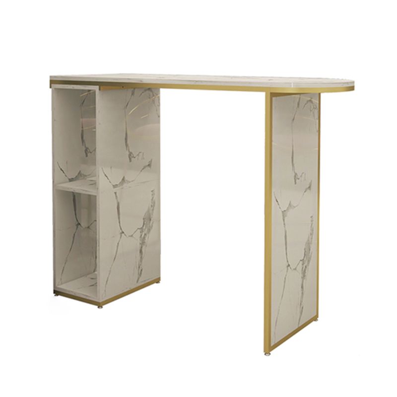 Wood Bar Table with Storage Glam Pub Table with Double Pedestal Clearhalo 'Bar Furniture' 'Bar Tables' 'bar_tables' 'furn' 'furn_bar_tables' 'Furniture' 'Kitchen & Dining Furniture' 1200x1200_99fe1aa1-5205-4690-948f-eb1784f8efc4