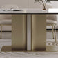 Nordic Glam Sintered Stone Rectangle Table Set 1/4/5/7 Pieces Dining Set for Home Clearhalo 'Dining Room Sets' 'Dining Tables & Seating' 'dining_room_set' 'furn' 'furn_dining_room_set' 'Furniture' 'Kitchen & Dining Furniture' 1200x1200_99fe4fe1-486f-491f-a7d5-15ef3772b59b